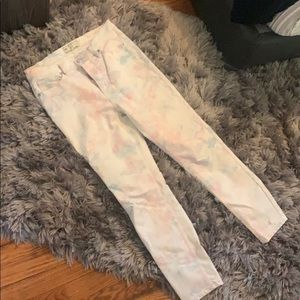 Free People White Cropped pastel marble Jeans